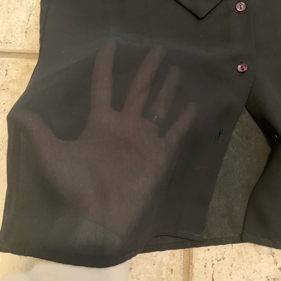 VINTAGE Boutique Chagall International Black Sheer Blouse Puff Sleeves Medium - Picture 4 of 7